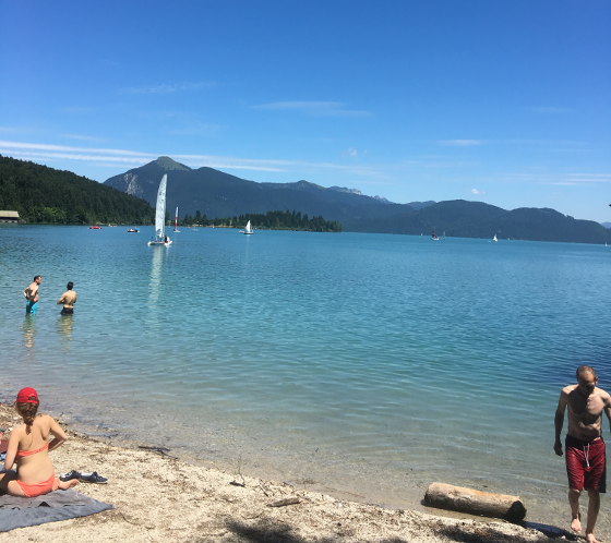 Swimming in lake Walchensee.